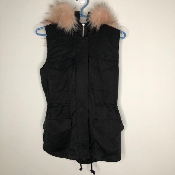 Nwot BB Dakota Black Get Your Swagger On Vest Faux  Fur Trim Hood Size XS - Picture 16 of 16